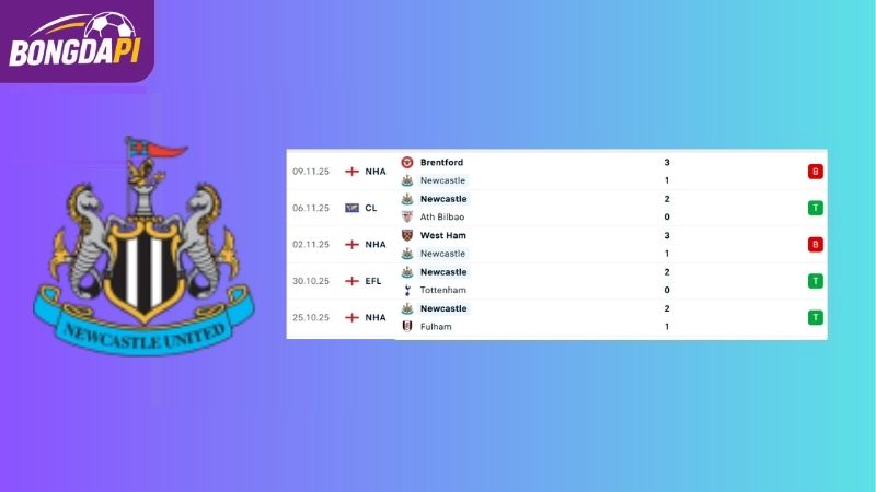 Phong độ của đội tuyển Newcastle