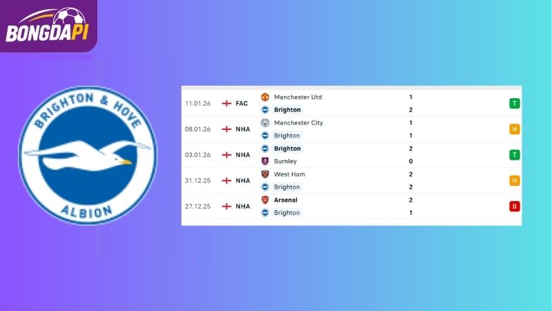 Phong độ của đội tuyển Brighton